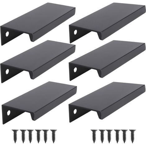 Lot de 6 poignées de tiroir noires pour meubles de cuisine (80 mm, noires) cspar (1/5)
