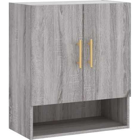 Armario de pared flotante moderno de 60 x 31 x 70 cm práctico espacio de almacenamiento y decoración de interiores en madera de ingeniería gris 020048759 (1/5)