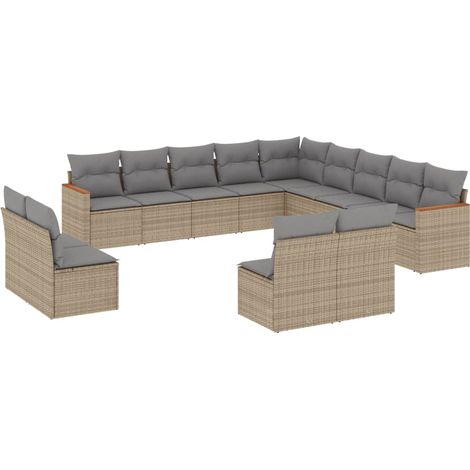 Maison Exclusive - Patio Sofa Set 13 plaza Beige and Grey (1/5)