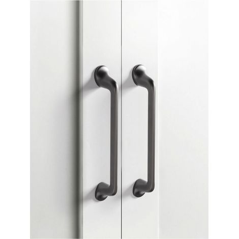 Ensemble de 2 poignées de meuble, poignée d'armoire, poignée de tiroir, poignée d'armoire de cuisine, gris, entraxe de 96 mm, alliage de zinc (1/5)