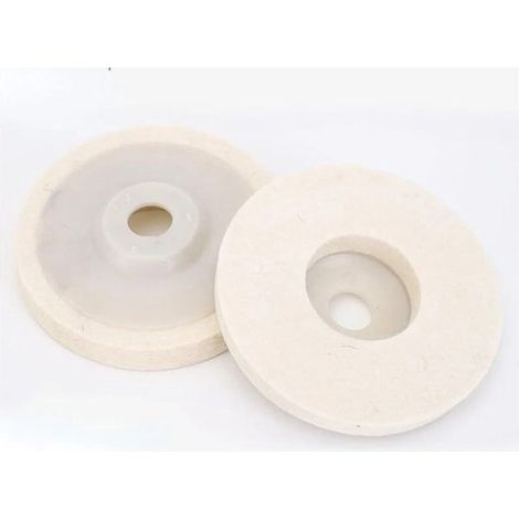 Disque à polir - disque de polissage en feutre de laine de 100 mm, pour polir le verre, la céramique, le plastique, les bijoux, le métal - 2 pièces (1/5)
