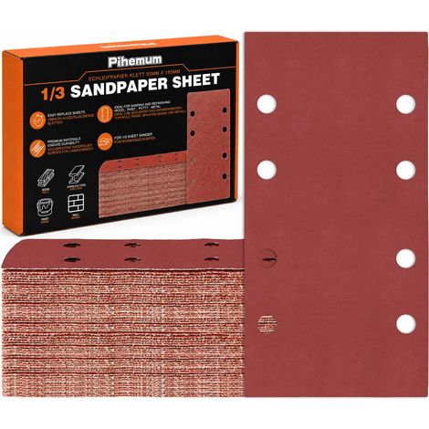 80 Pièces Feuilles Abrasives 93 x 185 mm Grain 800 8 Trous (1/5)