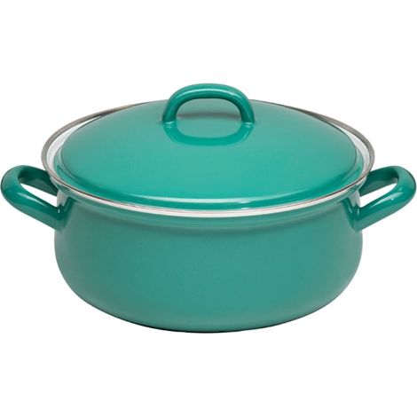 Riess Kasserolle mit Deckel Ø20cm 2L Nature Green Dark Emaille