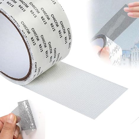 Ruban de Réparation Moustiquaire Fenêtre – 5 cm x 10 m, Auto-Adhésif en Fibre de Verre et PET pour Moustiquaires, Portes, Tentes, Fenêtres et Piscines – Résistant à l'Eau et aux UV (Blanc) (1/5)