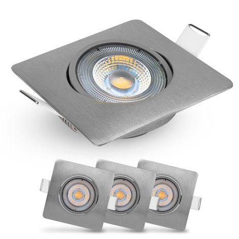 Lot de 3 Spot LED Encastrable Carré Orientable 50° Blanc Chaud 3000K 5W Pour Salon Cuisine Bureau
