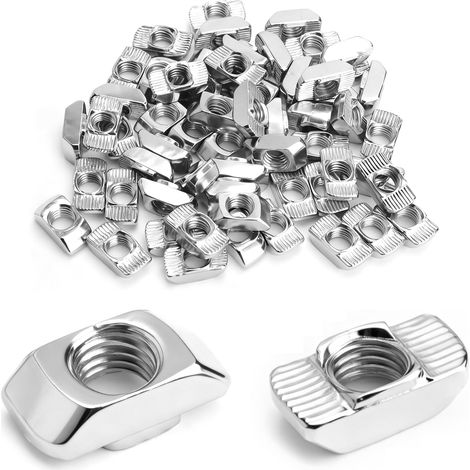 Lot de 60 écrous à rainure en T M8 pour profilé aluminium EU40, en acier au carbone haute résistance. Écrou à tête marteau de précision pour fixation de profilé 4040, Fournitures industrielles (1/5)