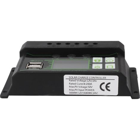 Contrôleur de charge solaire avec écran LCD, double port USB, charge PWM, boîtier ABS 5 V, régulateur pour panneaux solaires 200 A (1/5)