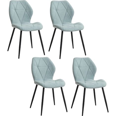 Ensemble de 4 chaises de salle à manger rembourrées en tissu de lin, chaises de cuisine, pieds en métal pour balcon, Restaurant, salle à manger, Menthe (1/5)