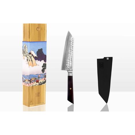 Couteau de Cuisine Japonais 170 mm en Acier Fait Main avec Protège-Lame de Protection - PANGIVO (1/5)