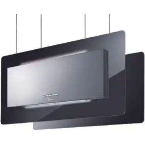 HOTTE TRISIA APPESA cm. 90x43 - Acier inoxydable, Verre noir - 800 m³/h (1/3)