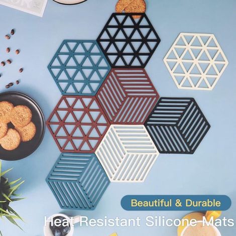 Maniques et supports de casseroles en silicone, ensemble de 8 pièces, ustensiles de cuisine multifonctionnels. (1/5)