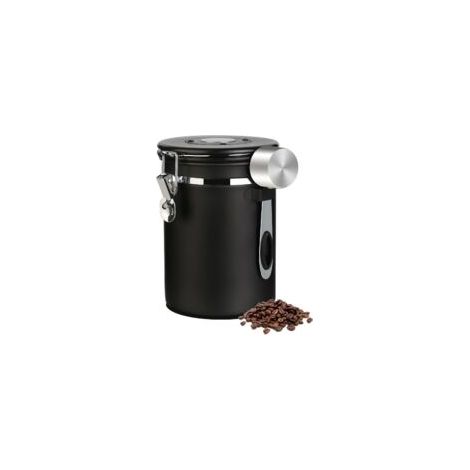 Houhence – Boîte à café hermétique 1.8 L – Acier inoxydable 304 – Valve de libération CO2 – Cuillère inclusa – Pour grains, moulu, thé, farine, sucre - Crezuo