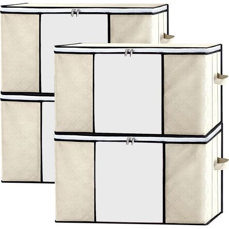 Boîte Rangement Vêtement - 4 pièces, Boîte Rangement Vêtement Beige 60x40x35cm - 4 Compartiments (1/5)