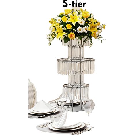 Supporto per fiori a 5 ripiani, base 3030 cm, altezza 110 cm, diametro del supporto rotondo 20 cm/35 cm/50 cm, peso netto 6,18 kg (1/5)