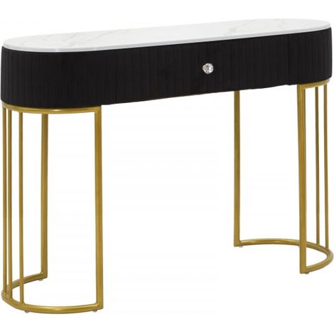 Console "Montpellier" struttura in metallo e legno ripiano in marmo per interni -Nero (1/9)