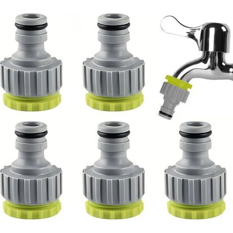 Lot de 6 adaptateurs universels 2-en-1, plastique 1/2" et 3/4", pour robinet, irrigation, nettoyage. Corvina (1/4)