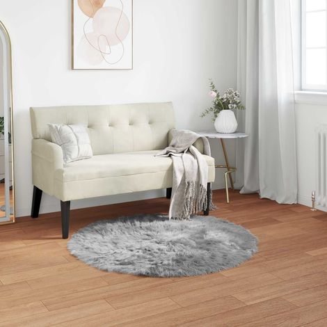 Teppich aus Kunstschaffell TAFALLA Grau Ø 80 cm Polyester