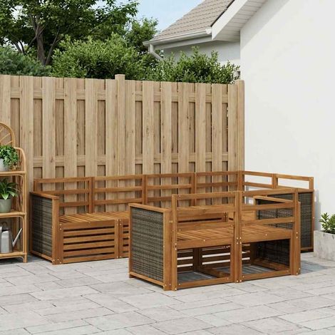 vidaXL Ecksofa Set 6 pcs Natur Massivholz Akazie (1/5)