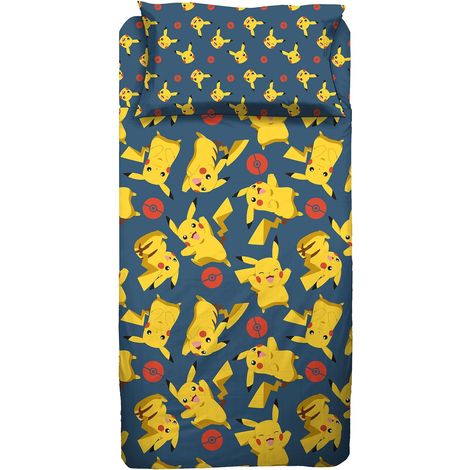 Pokemon, Set Lenzuolo Singolo Cameretta, Una Piazza, Completo Letto, Lenzuolo Sopra, Lenzuolo Sotto Con Angoli, Federa, 100% Cotone, Prodotto Ufficiale (1/4)