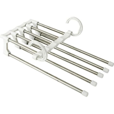 White 1 Pack Stainless Steel Pants Hangers Expandable Foldable Multi Hangers Magic Hanger Organizer