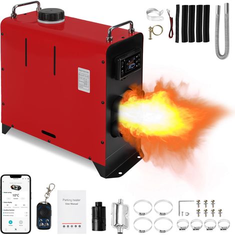 Jiubiaz Diesel Standheizung Luftheizung 12/24 V 8 kW 4-Auslass, Dieselheizung Air Heater Lufterhitzer mit Bluetooth App LCD-Display & Fernbedienung Rot (1/5)