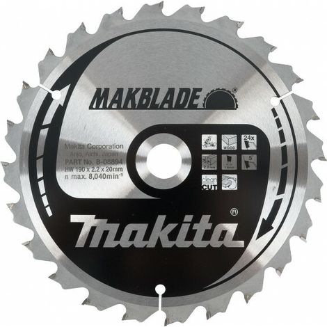 Lame de scie à bois MAKITA MAKBLADE 190x2,2x20 mm 24 dents B-08894