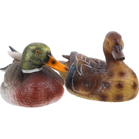 Schwimmende Entenskulptur 2 Stück für Gartenteich Realistische Stockenten aus Wetterfestem Kunstharz und Außendekoration im Garten (1/5)
