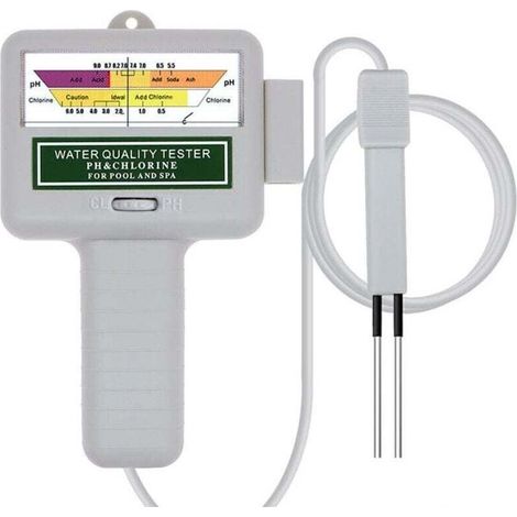 Testeur de qualité de l'eau, moniteur numérique portable, testeur de qualité de l'eau PH analysant le kit de test de piscine de chlore (blanc) (1/4)