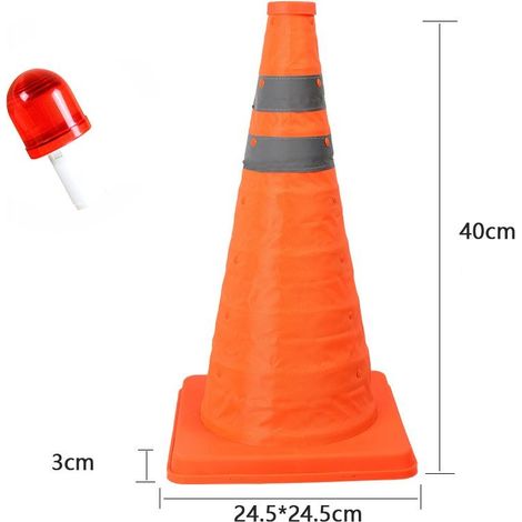 Foldable traffic cone with LED light, versatile with reflective circles for roadside parking, driving practice (40 cm) (1/5)
