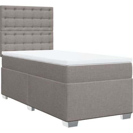 Maison Exclusive - Sommier à lattes de lit avec matelas Taupe 90x190 cm Tissu (1/5)