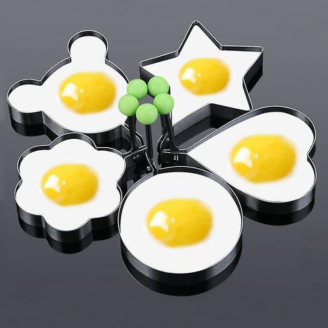lot De 5 Moules Ufs Frits En Acier Inoxydable Ronds Avec Poignes Pliantes Pour Bouteille D'huile Forme Omelette Pour La Cuisson Des Ufs Frits (1/5)