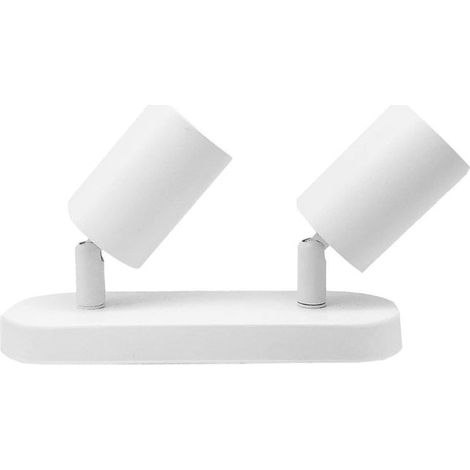 Plafonnier 2 Spots Orientables Alu pour Ampoule GU10 - Blanc - SILUMEN (1/5)