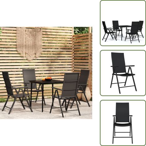 Arredamento da esterno - vidaXL Set da Pranzo da Giardino 5 pz Nero - Tavolo in vetro