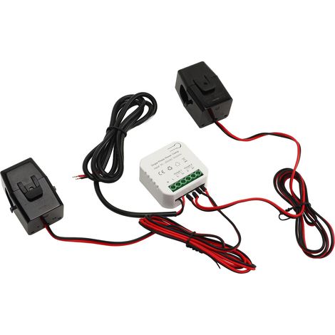 Compteur d'énergie intelligent Tuya WIFI monophasé avec 2 transformateurs de courant à pince de 120 A (90-250 V CA). (1/5)