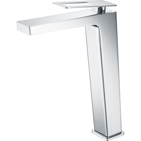 IMEX - Grifo Monomando Lavabo Caño Alto Grifo Baño Mezclador Agua Fria y Caliente Grifo Lavabo sobre Encimera Ahorro de Agua Serie Suecia Color Cromado