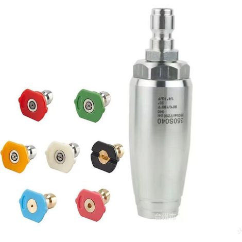 High Pressure Rotating Nozzle, Rotating Turbo Nozzle for Pressure Washer, 350 Bar, Stainless Steel, 1/4 Quick Connector, Spray Nozzle Tips Kit (1/5)
