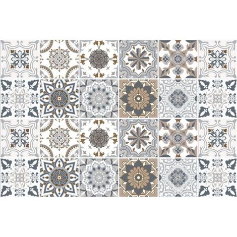 Carrelage Adhésif 20x20 Style Industriel Credence Adhesive pour Cuisine Brique,24 Pcs Stickers Muraux Salle de Bains Cuisine Carrelage Adhesif Mural avec Motifs de Carrelage Dalle Pvc Adhesi (1/4)