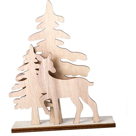 Décoration de Noël en Bois Cerf Créative pour Maison et Fête, Ornement Artisanal Unique Khaki, Présent et Décoration Festive Élégante (1/5)