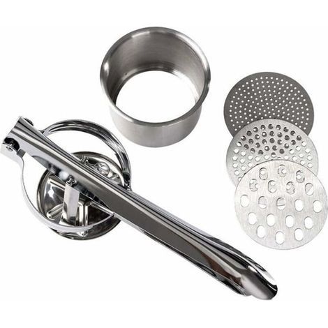 Professioneller 3-in-1 Kartoffelstampfer aus Edelstahl, Handpresse, ideal für Obst, Gemüse, Zitrusfrüchte und Babynahrung (1/5)
