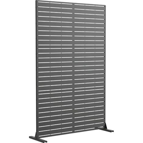 Écran de confidentialité, design autoportant, construction en métal durable, Noir à lamelles (1/2)