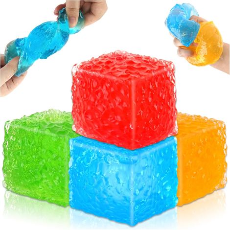 Lot de 4 glaçons alvéolés antistress, jouet sensoriel enfant et adulte, cube à retour lent 5cm, portable et pas cher. (1/5)