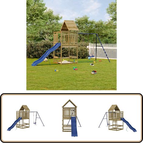 Spielturm Imprägniertes Kiefernholz - Holzspielplatz - Spielturm - Kiefernholz - Imprägnierte Holzkonstruktion - Rutschbahn