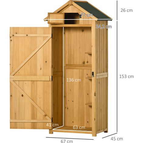 Gartenschrank Holz, Geräteschuppen wetterfest 77x54,2x179cm, Gerätehaus mit Tür, Satteldach, Geräteschrank mit Böden, Werkzeugschrank Gartenschuppen für Garten, Terrasse, Gelb+Grün (1/5)
