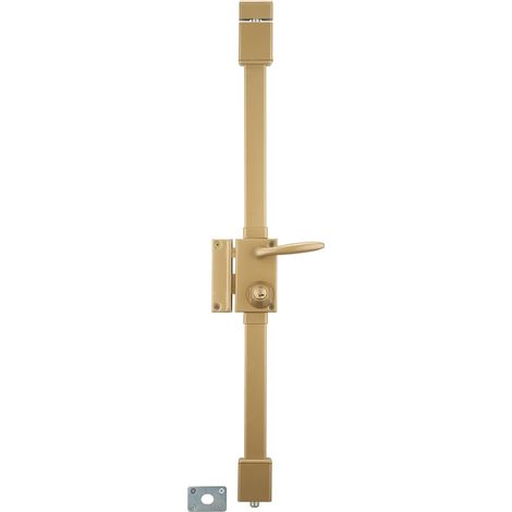 Serrure en applique Targa à fouillot pour porte d'entrée, gauche, 3 pts, Transit2 Ø23mm, axe 45mm, or, 4 clés - THIRARD