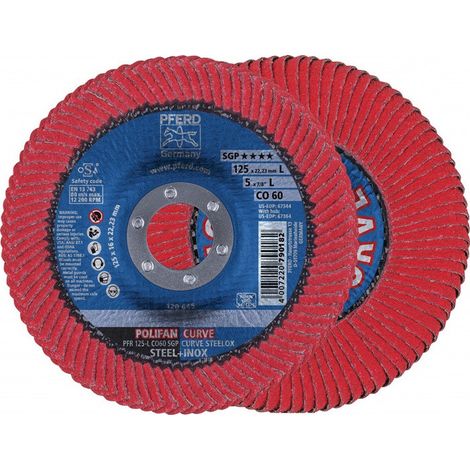 POLIFAN CO SGP CURVE STEELOX disco lamellare D.125 mm granulazione 60 conico L (confezione da 10)