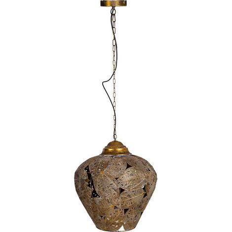 Suspension en fer doré style oriental pour salon élégant - doré effet vieilli oriental (1/5)
