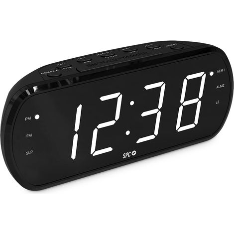 Frodi View – Radio-réveil à écran LED 1,8” et Chiffres XXL  Double Alarme et Fonction Snooze 9 Min Luminosité réglable et Extinction Totale  Radio FM  Alimentation Secteur (1/5)