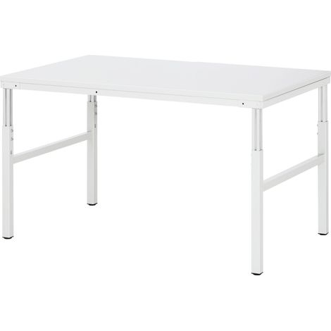 Arbeitstisch B1500xT900xH650-1000mm Arbeitsplatte Melamin Gestell lichtgrau RAU (1/2)