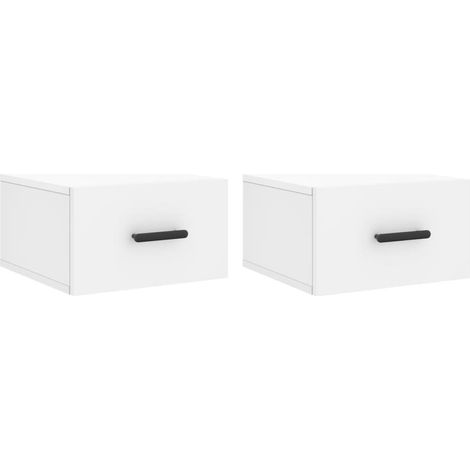 Maison Exclusive - Mesitas de noche de pared 2 uds blanco 35x35x2
