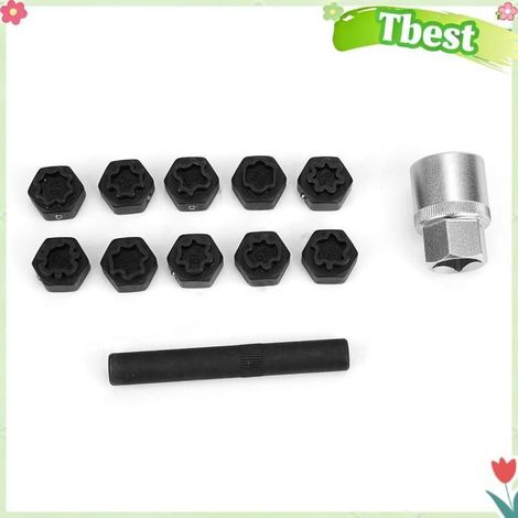 Tbest Jeu de dissolvant d'écrou de roue Jeu de Douilles D'écrou de Roue Antivol 12 Pièces, Outils de Démontage et moto coffret (1/5)